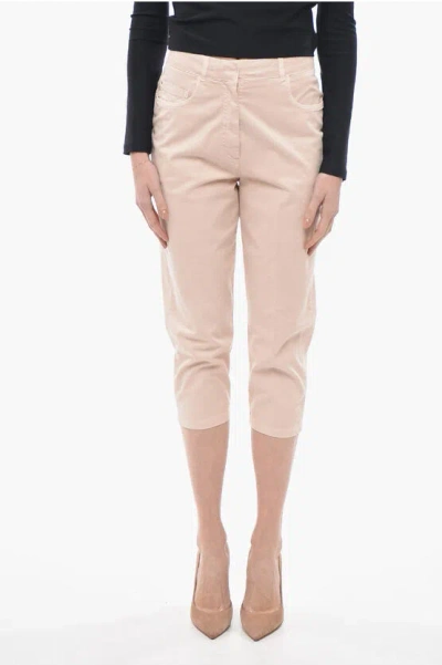 Fabiana Filippi 5 Pocket Cropped Fit Cotton Pants In Pink