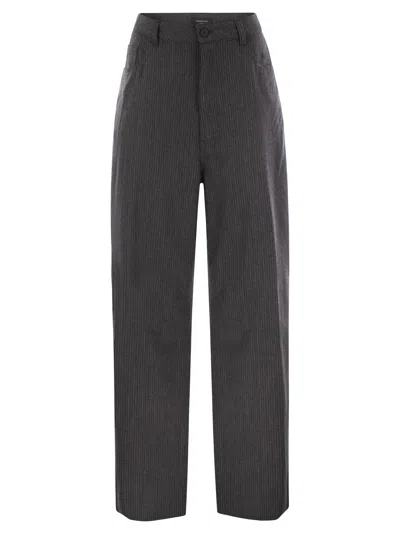 Fabiana Filippi 5-pocket Virgin Wool Pinstripe Trousers In Black