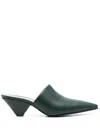 Fabiana Filippi 50mm Slip-on Leather Mules In Grün