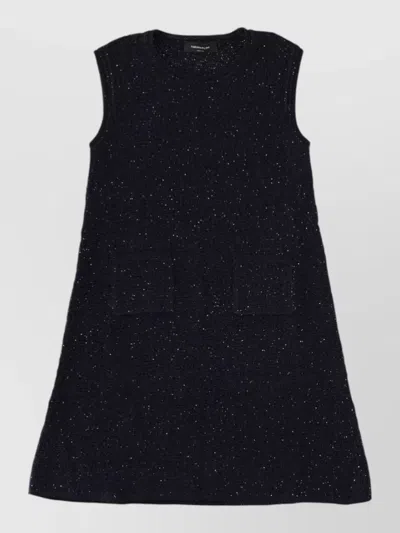 Fabiana Filippi A Line Dress Sleeveless Textured Sparkling Pockets In Black