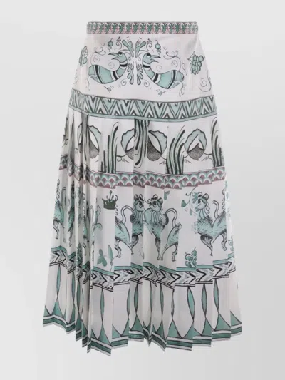 Fabiana Filippi A-line High-waisted Pleated Printed Midi Skirt In White