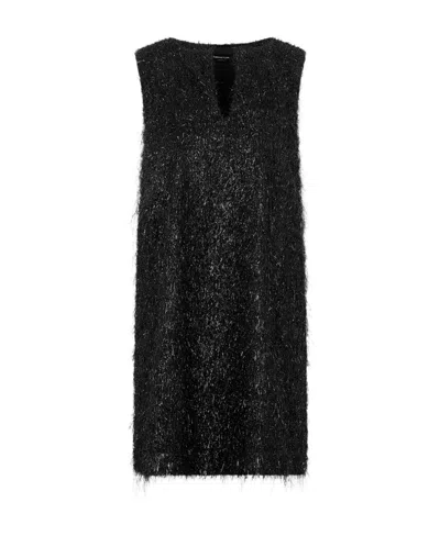 Fabiana Filippi Metallic-threading Fringed Sleeveless Dress In Black