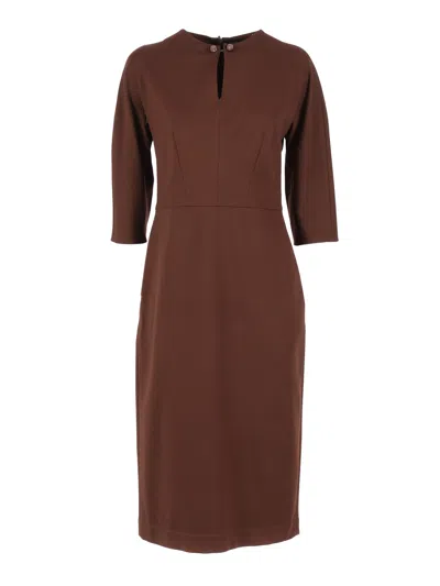 Fabiana Filippi Fitted Midi Dress With Stylish Cutouts In Brown