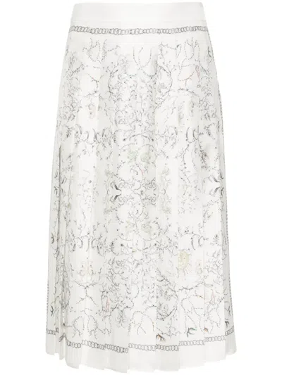 Fabiana Filippi Abstract-print Pleated Skirt In Neutrals