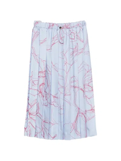 Fabiana Filippi Abstract-print Pleated Midi Skirt In White
