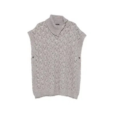 Fabiana Filippi Alpaca-merino Knit Cape In Gray