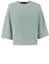 Fabiana Filippi Aqua Green Cotton Sweater With Three-quarter Sleeves In Green