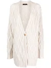 Fabiana Filippi Aran-knit Buttoned Cardi-coat In Neutrals
