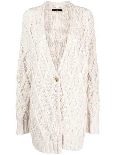 Fabiana Filippi Aran-knit Buttoned Cardi-coat In Neutrals