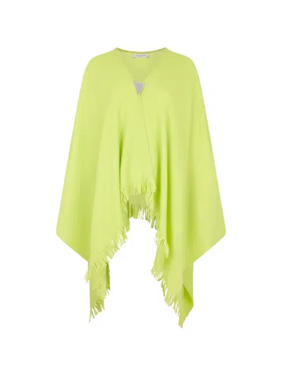 Fabiana Filippi Asymmetric Fringe Poncho In Green