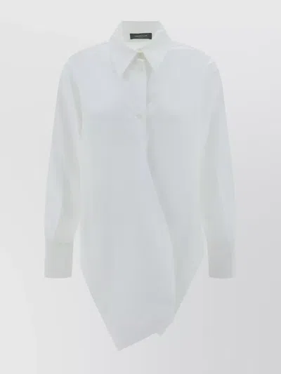 Fabiana Filippi Asymmetric Hem Cropped Cotton Shirt In White