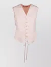 Fabiana Filippi Back Tie Sleeveless V Neck Button Jacket In Pink