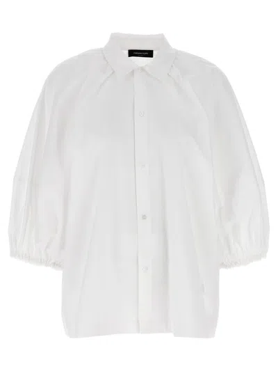 Fabiana Filippi Collared Neck Balloon Shirt With Raglan Sleeves In White