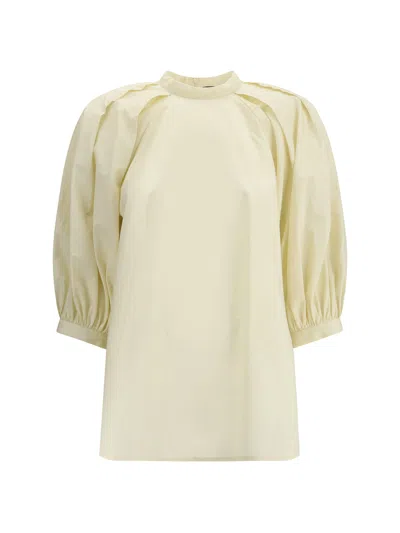 Fabiana Filippi Balloon Sleeved High-neck Blouse In Beige