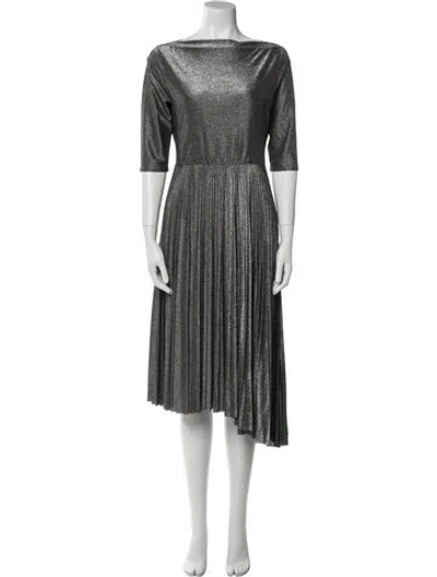 Pre-owned Fabiana Filippi Bateau Neckline Midi Length Dress In Gray