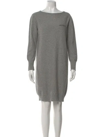 Pre-owned Fabiana Filippi Bateau Neckline Mini Dress In Gray