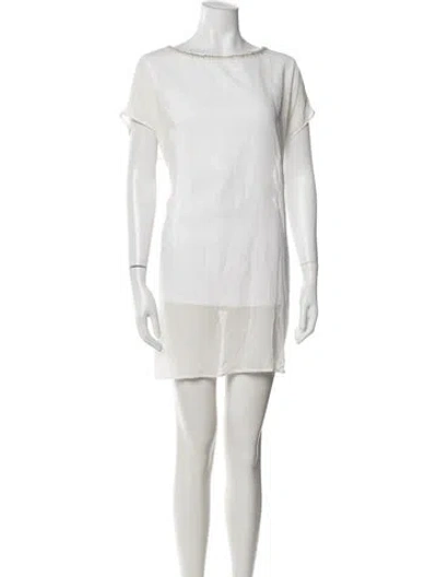Pre-owned Fabiana Filippi Bateau Neckline Mini Dress In White
