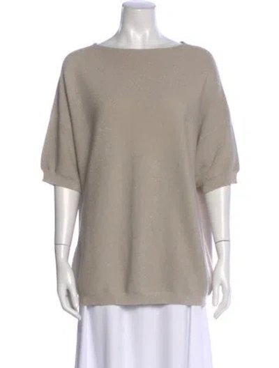 Pre-owned Fabiana Filippi Bateau Neckline Short Sleeve Top In Neutral