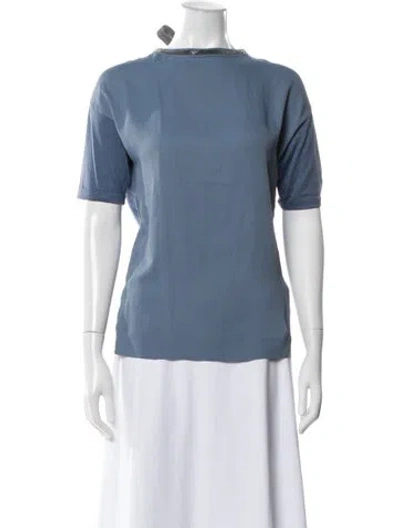 Pre-owned Fabiana Filippi Bateau Neckline Short Sleeve T-shirt In Blue