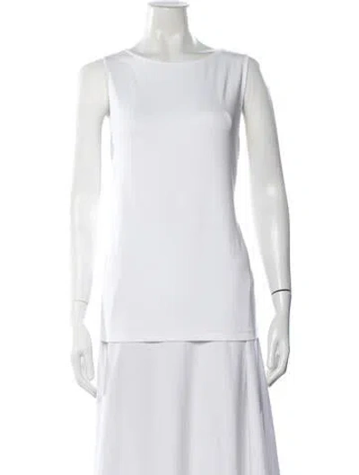 Pre-owned Fabiana Filippi Bateau Neckline Sleeveless Top In White