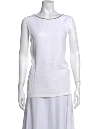 Pre-owned Fabiana Filippi Bateau Neckline Sleeveless Top In White