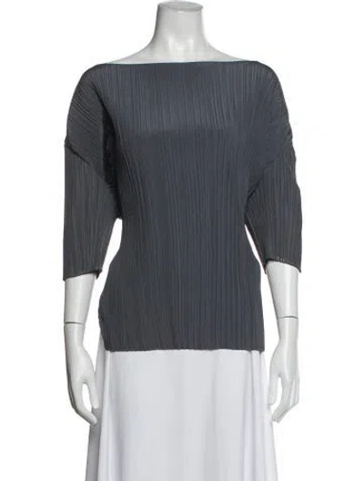 Pre-owned Fabiana Filippi Bateau Neckline Three-quarter Sleeve Top In Blue