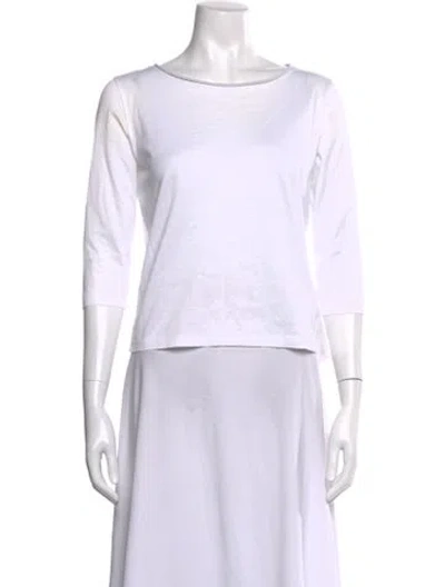 Pre-owned Fabiana Filippi Bateau Neckline Three-quarter Sleeve Top In White