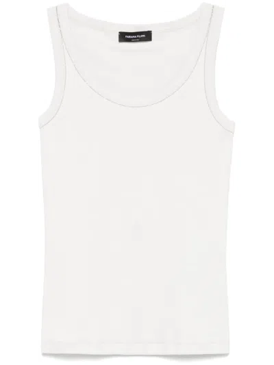 Fabiana Filippi Sleeveless Scoop Neck Plain Jersey Top In White