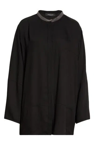 Fabiana Filippi Bead Detail Tunic Button-up Shirt In 825 Nero
