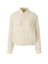 Shop Fabiana Filippi Bead-detailed Elasticated Hem Jacket In Cream