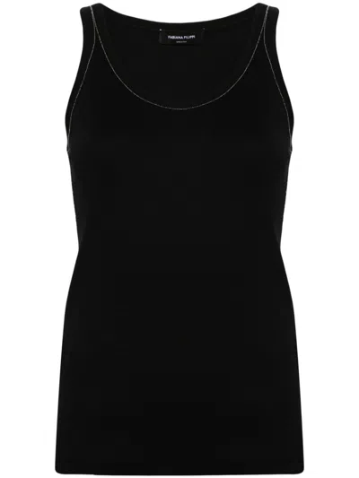 Fabiana Filippi Chain-trim Ribbed Tank Top In Black