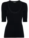 Fabiana Filippi Close-fitting Cotton T-shirt Scoop Neck In 蓝色