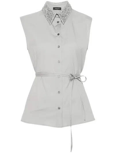 Fabiana Filippi Bead-embellished Blouse In Grey