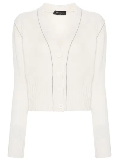 Fabiana Filippi Bead-embellished Cashmere Cardigan In Neutrals