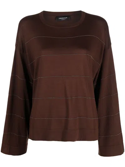 Fabiana Filippi Bead-embellished Crew-neck Sweatshirt In Brown