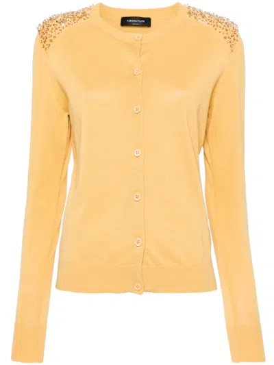 Fabiana Filippi Bead-embellished Knitted Cardigan In Yellow