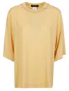Fabiana Filippi Bead-embellished Round-neck Blouse In Tangerine