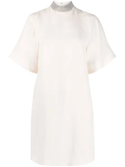 Fabiana Filippi Bead-embellished Shift Dress In Neutral