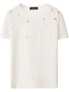 Fabiana Filippi Short-sleeved Jersey Top With Subtle Embellishments In White