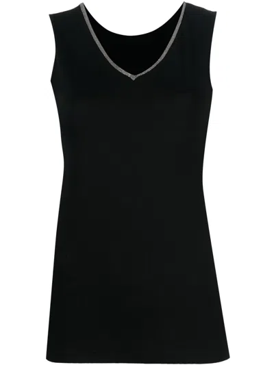 Fabiana Filippi Bead-embellished V-neck Tank Top In Black