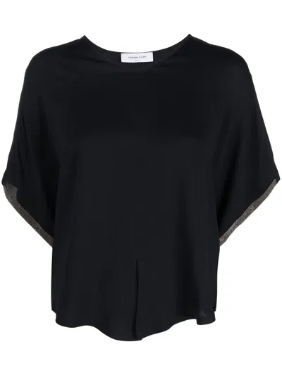 Fabiana Filippi Silk Front-tie T-shirt In Blue