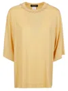 Fabiana Filippi Bead-embellished Round-neck Blouse In Yellow