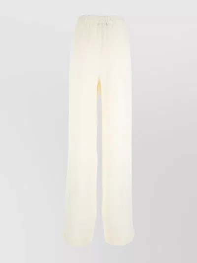 Fabiana Filippi Beaded Elastic Waistband Wide Leg Trousers In Neutrals