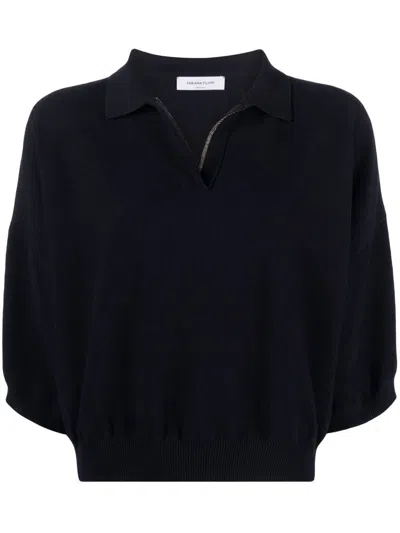 Fabiana Filippi Three-quarter Length Sleeved Blouse In Blu Inchiostro