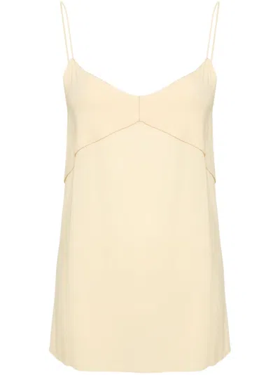 Fabiana Filippi Beaded-trim Crepe Tank Top In Yellow