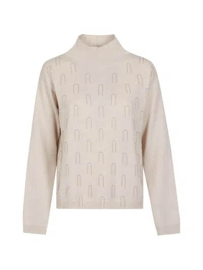 Fabiana Filippi Bead-embellished High-neck Sweater In Neutral