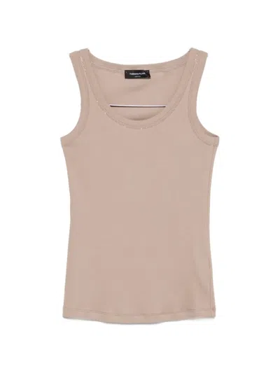 Fabiana Filippi Bead-embellished Ribbed Tank Top In Brown