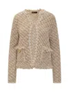 Fabiana Filippi Beige Bouclé Jacket With Fringes By  In Neutral