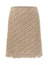 Fabiana Filippi Beige Bouclé Miniskirt With Fringes By  In Neutral