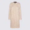 Fabiana Filippi Textured Fabric Coat With Fringe And Pockets In Neutral
